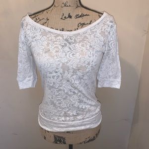 American Dream • White Mesh Flower Print Shirt